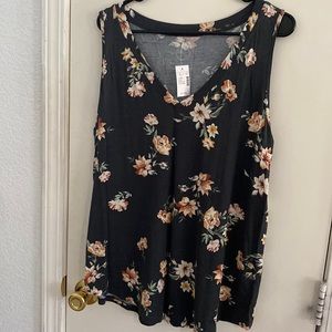 Maurices Black Floral Tank Top